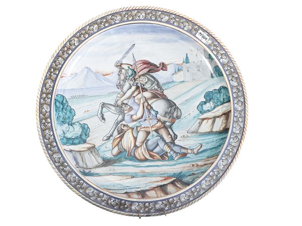 Parade plate in glazed terracotta, S.A.C.A.