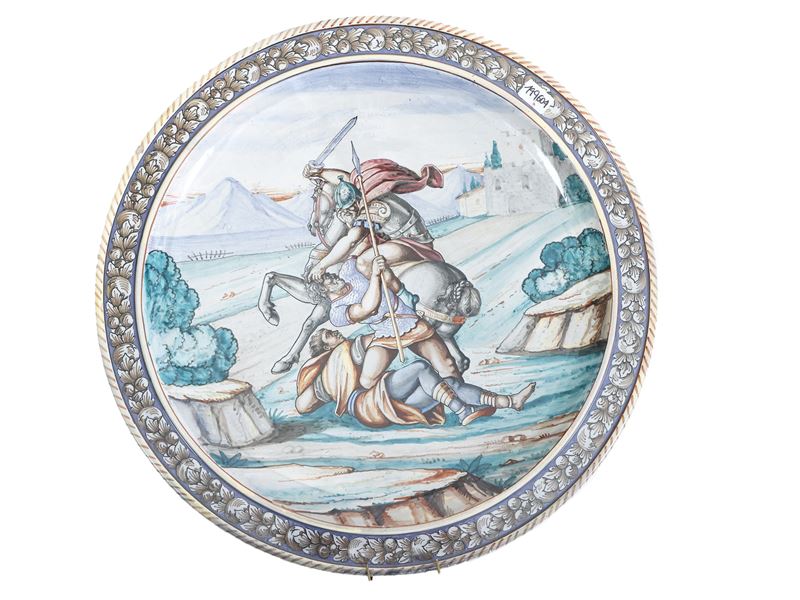 Piatto da Parata in Terracotta Smaltata, s.a.C.a.