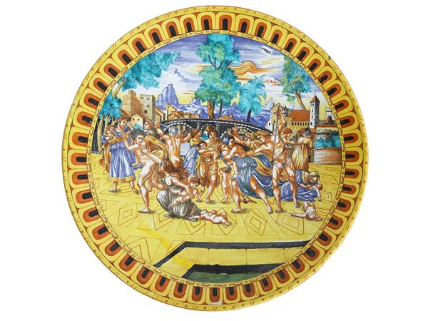 Large plate in glazed terracotta