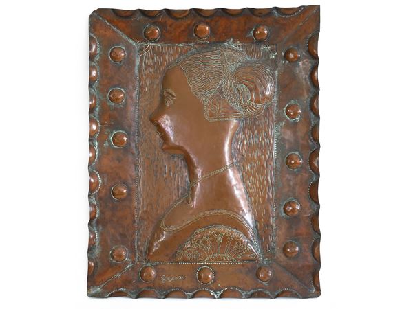 Bas-relief copper plaque