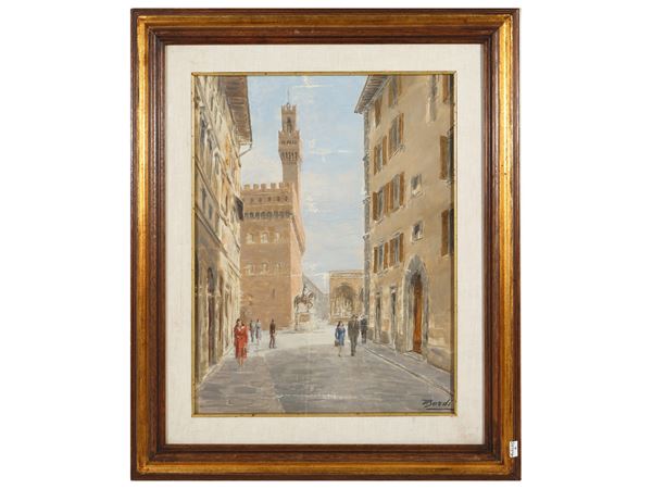 Mario Bordi : Glimpse of Palazzo Vecchio  - Auction The art of furnishing - Maison Bibelot - Casa d'Aste Firenze - Milano