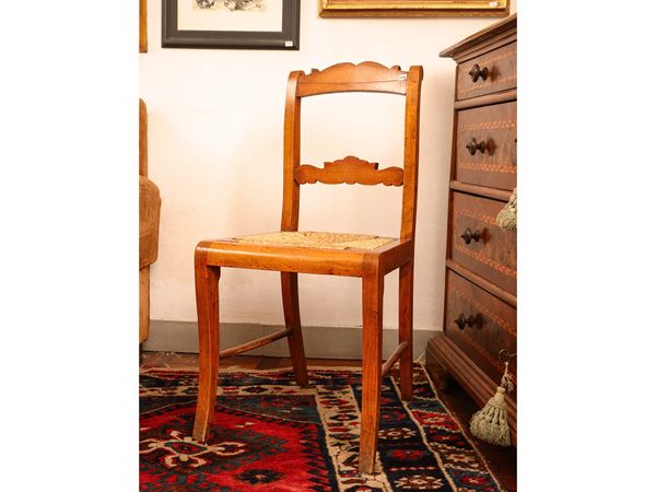 Chair and armchair in cherry wood