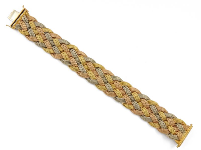 Bracciale in Oro Bianco, Rosa e Giallo