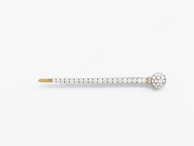 Spilla in Oro Bianco e Rosa con Diamanti