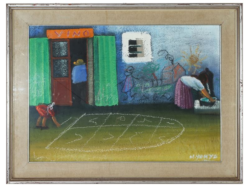 Mustapha Yehya - Interno con Personaggi - Paesaggio con Figura Femminile