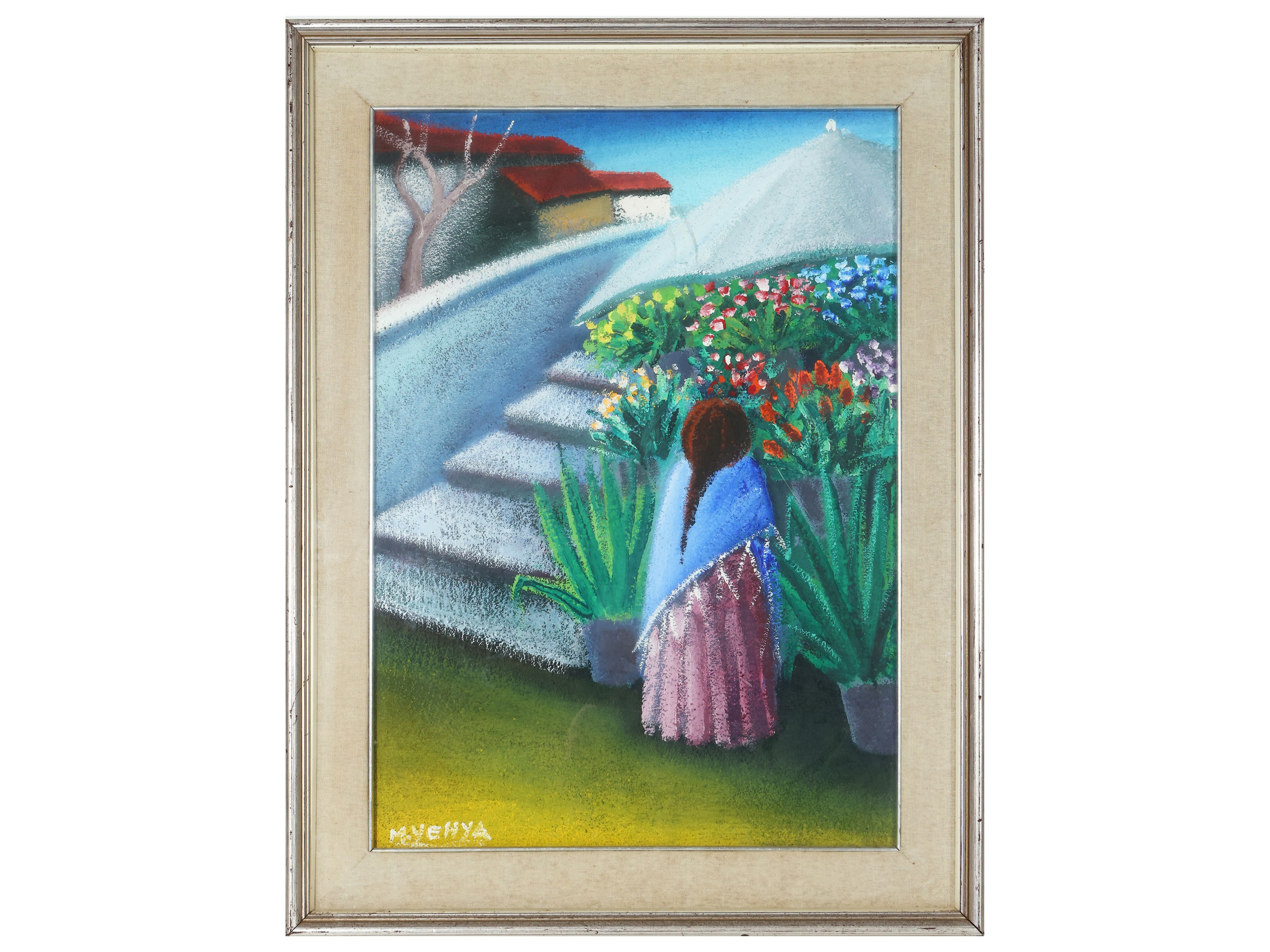 Mustapha Yehya - Interno con Personaggi - Paesaggio con Figura Femminile