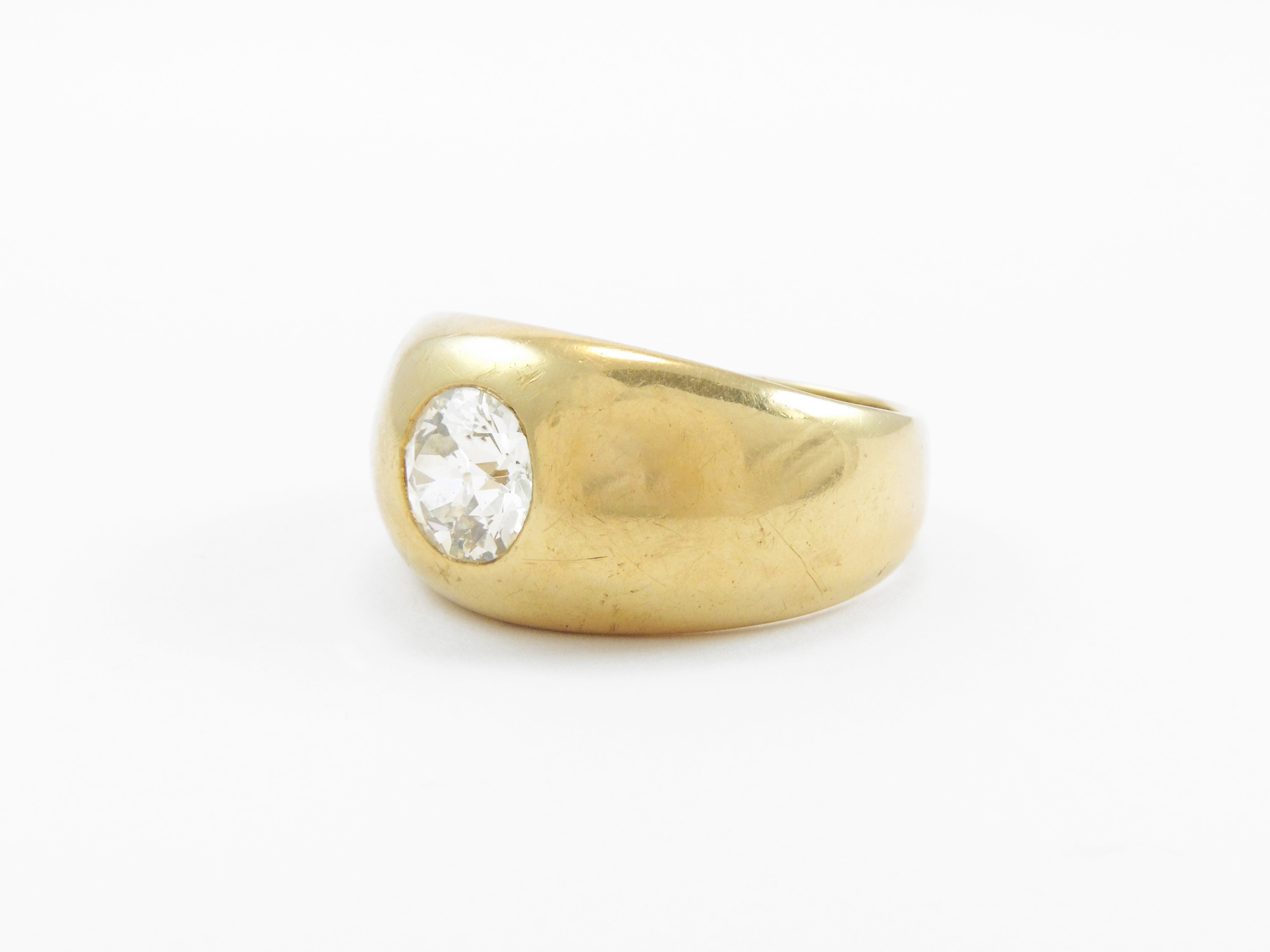 Anello a Fascia da Uomo in Oro Giallo con Diamante