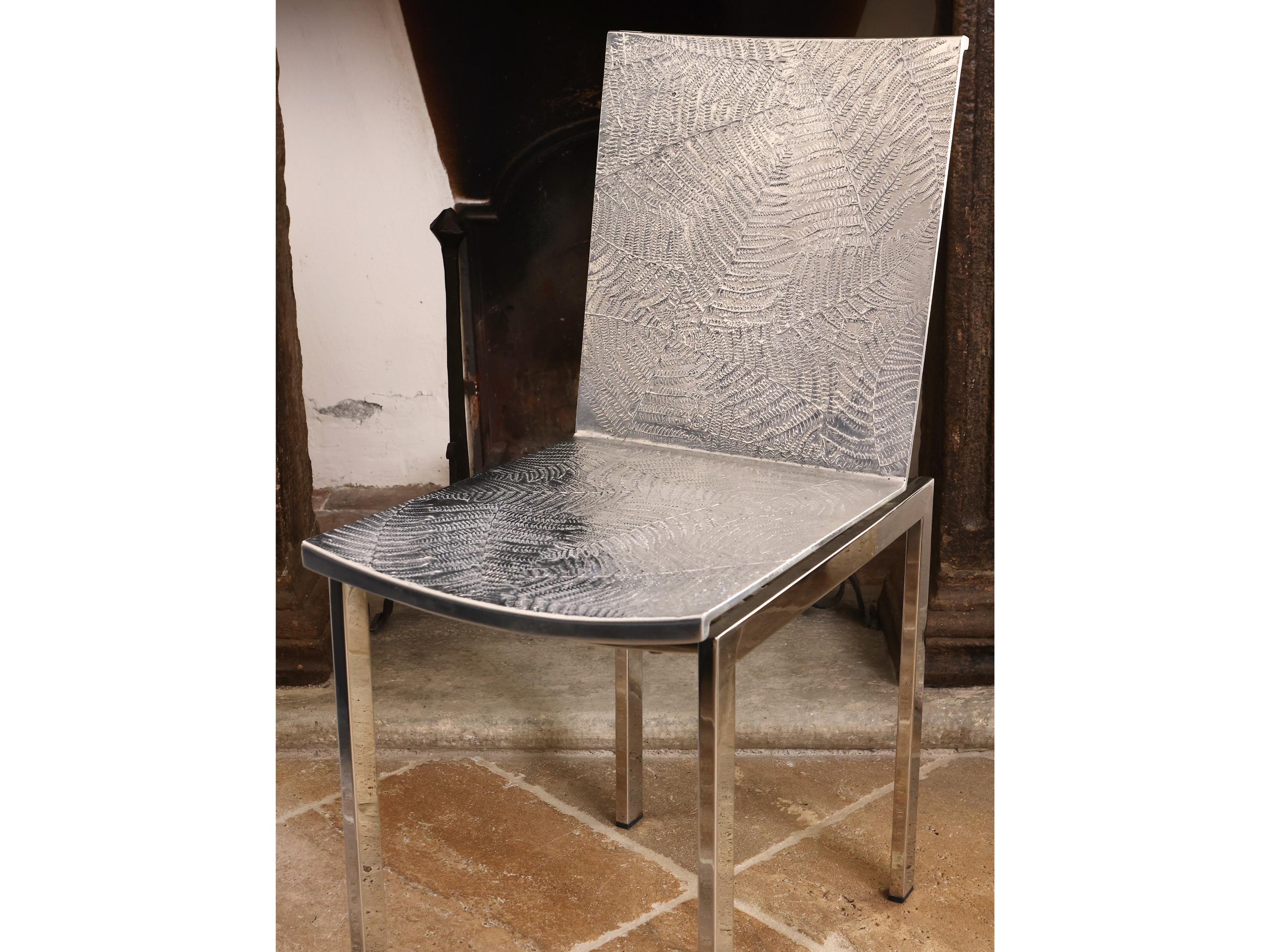 Serie di Otto Sedie Sottobosco in Alluminio, Andrea Salvetti, per Dilmos Milano, 2001-2019