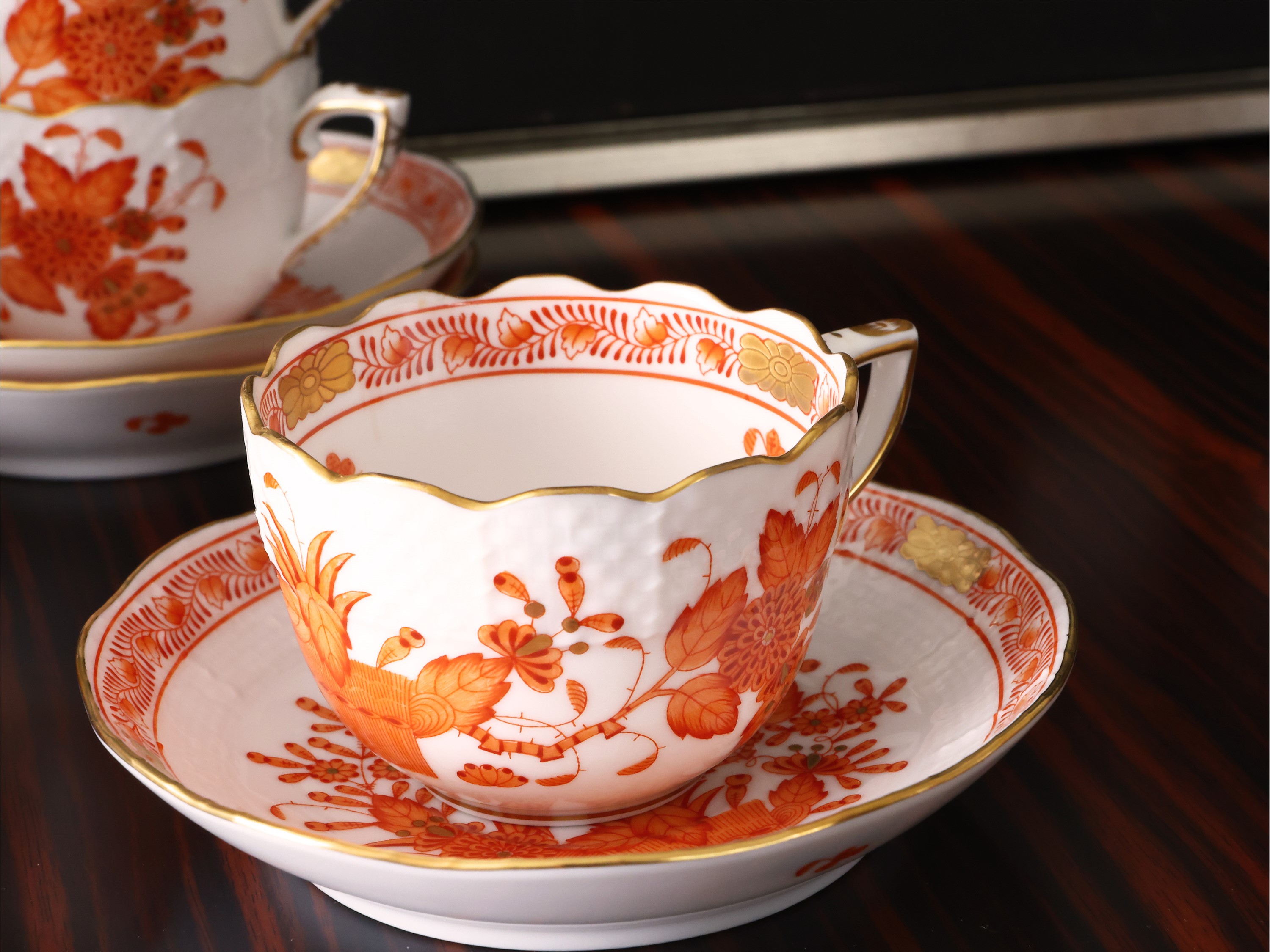Serie di Dodici Tazzine da Caffè in Porcellana, Indian Basket, Herend