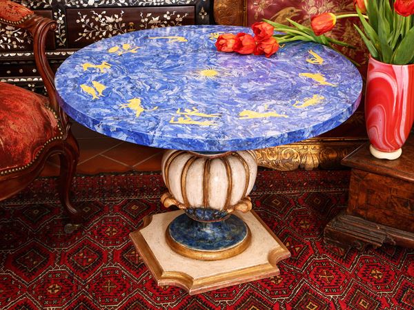 Low center table with scagliola top