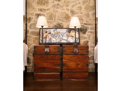 Coppia di Bauletti Rustici in Tek e Ferro
