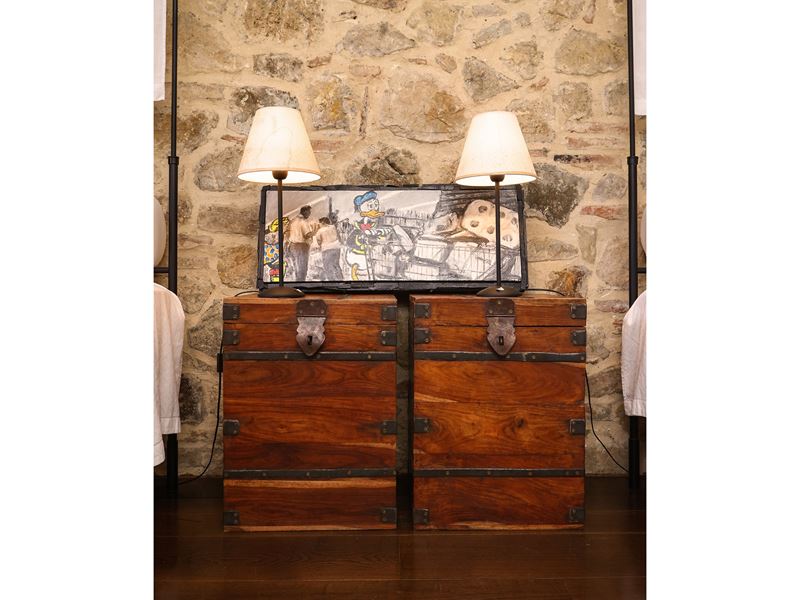 Coppia di Bauletti Rustici in Tek e Ferro