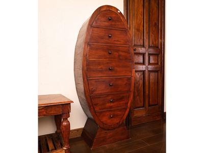 Cassettiera Impiallacciata in Legno Tenero ed Altre Essenze