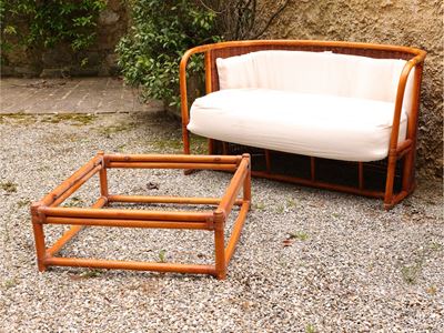Coppia di Divanetti da Giardino in Bambù e Midollino