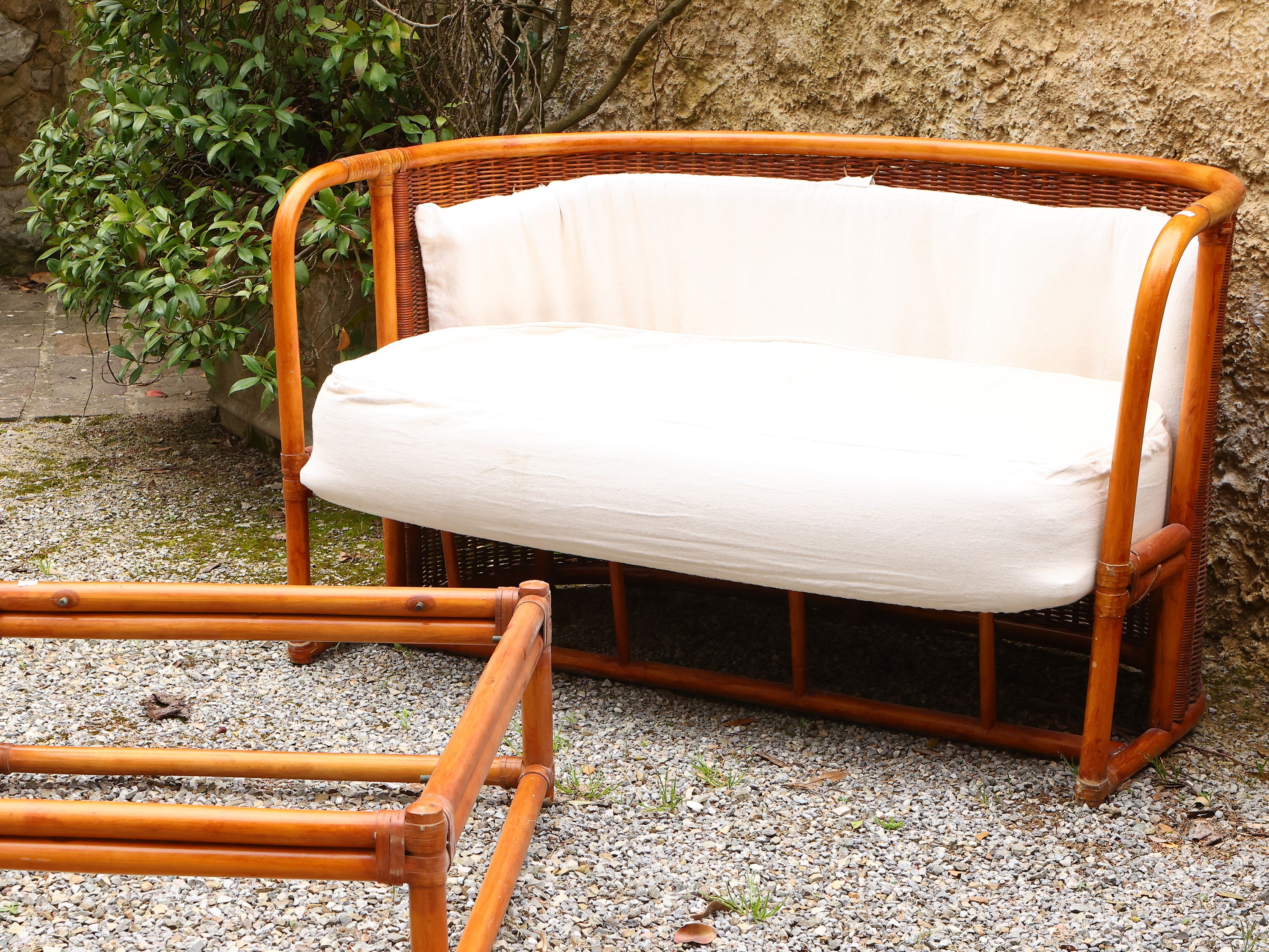 Coppia di Divanetti da Giardino in Bambù e Midollino