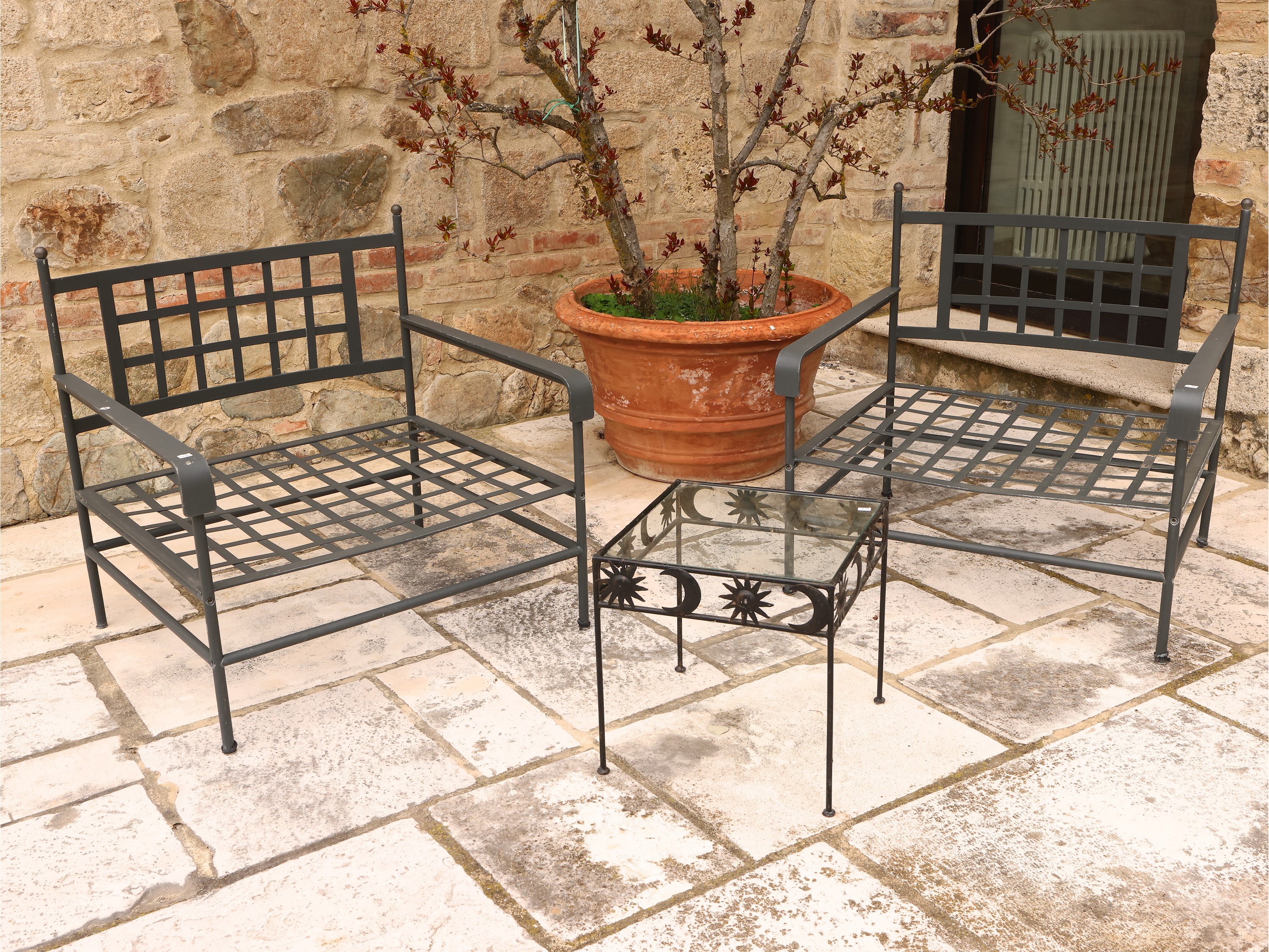 Coppia di Poltrone da Giardino in Ferro