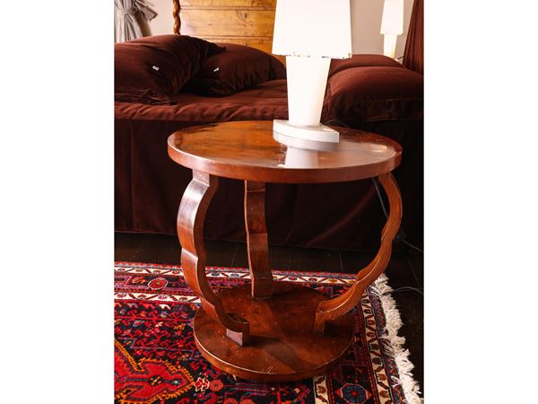 Art Decò coffee table in mahogany feather veneer