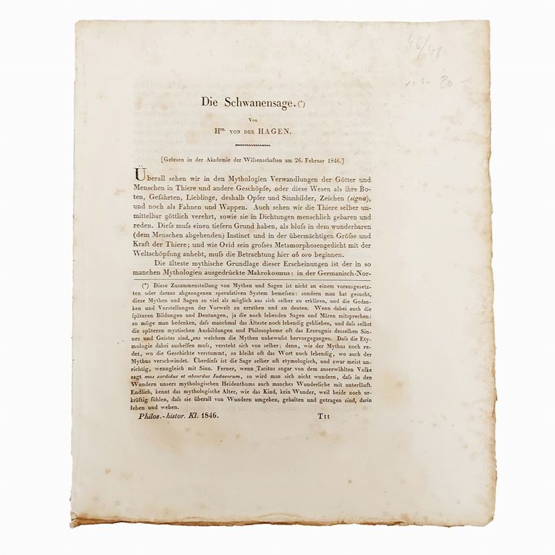 Friedrich Heinrich Von Der Hagen - Die Schwanensage