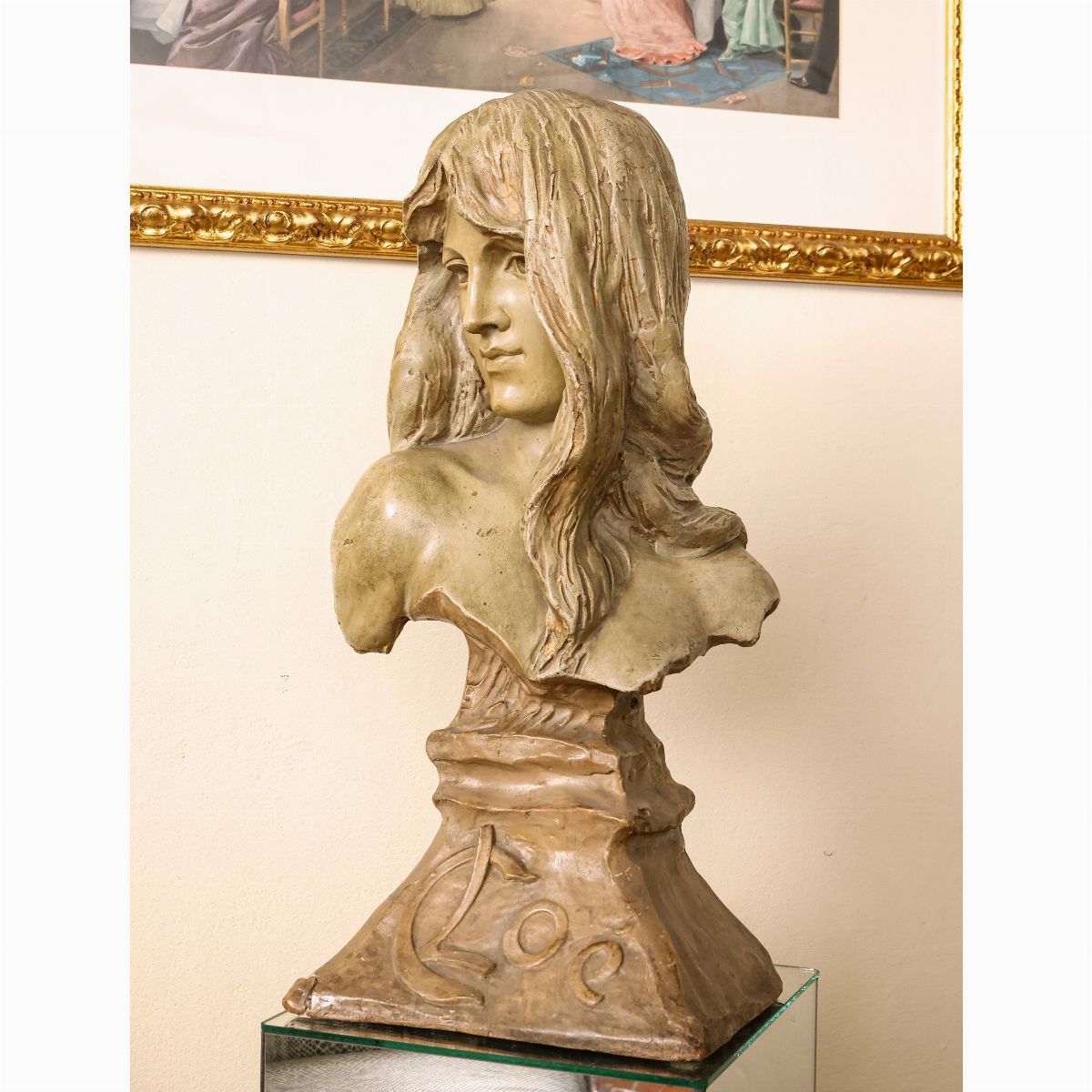 Busto di Fanciulla in Terracotta Patinata