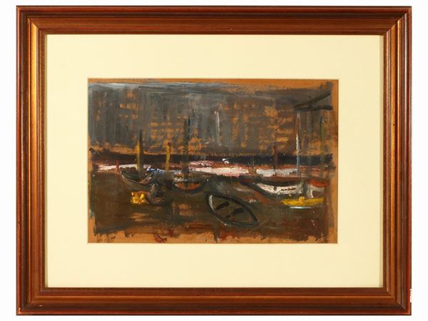 Mario Marcucci - Marina with boats 1952
