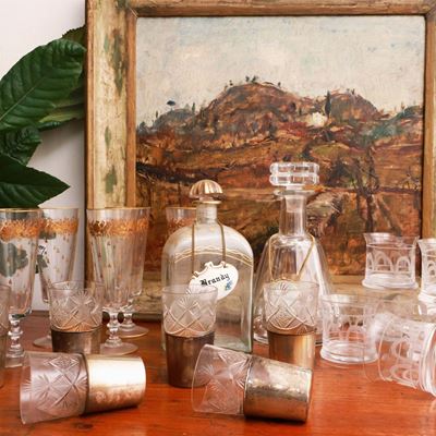 Assortimento di Accessori da Degustazione in Cristallo e Metallo Argentato