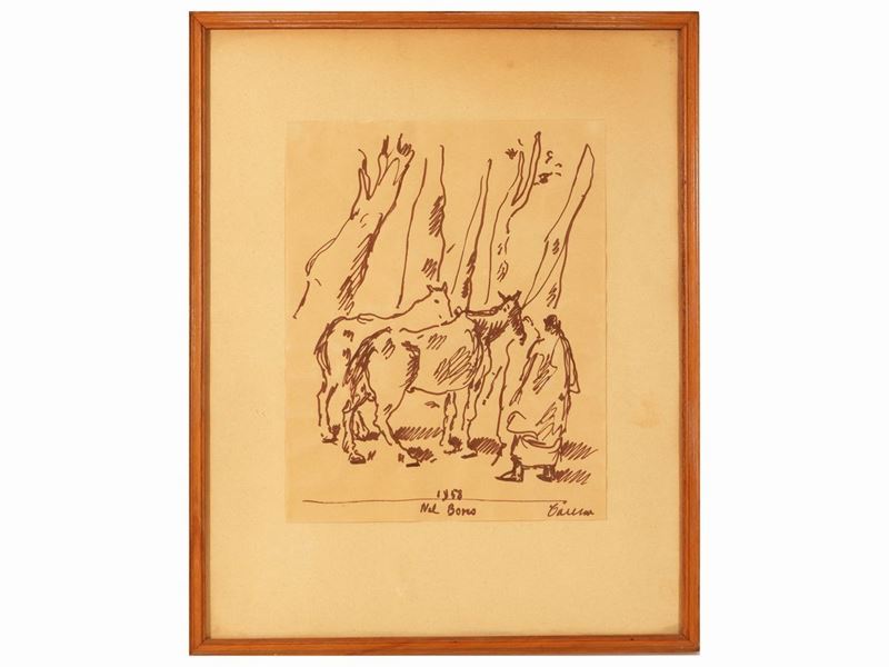 Felice Carena - Nel Bosco 1958 - Boscaiole nel Mare 1958