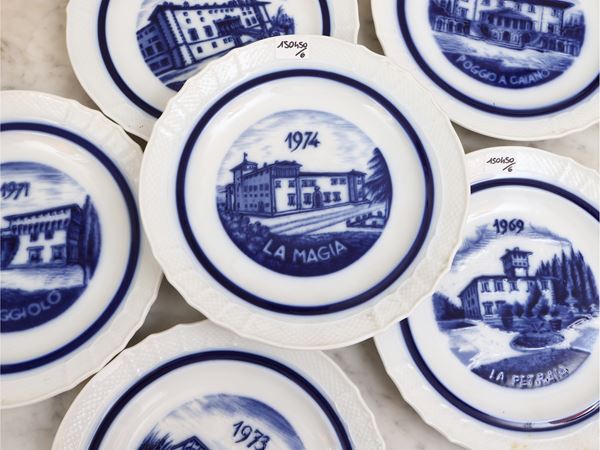 Series of six plates in Le Ville Fiorentine porcelain, Richard Ginori