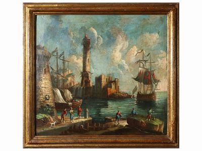 Scorcio di Porto con Personaggi