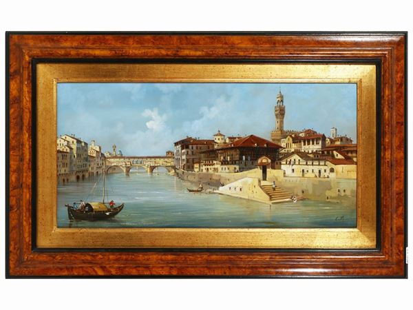 Scuola fiorentina - View of Florence from the Lungarno Serristori