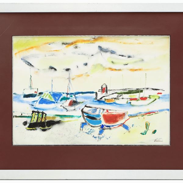 Enrico Paulucci : Seascape with boats  - Auction Modern and Contemporary Art - Maison Bibelot - Casa d'Aste Firenze - Milano