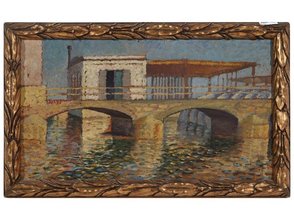Scuola toscana : Landscape with Bridge  (early 20th century)  - Auction The classic house. Timeless style - Maison Bibelot - Casa d'Aste Firenze - Milano