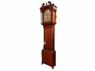 Orologio a Torre Impiallacciato e Dintarsiato in Rovere, Noce ed Altre Essenze
