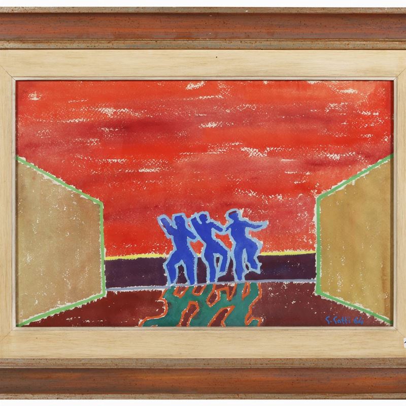 Giunio Gatti - Paesaggio con Figure 1964