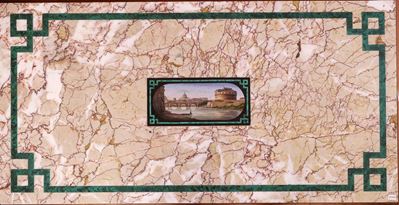 Tavolino da Caffé in Noce, Marmo e Micromosaico