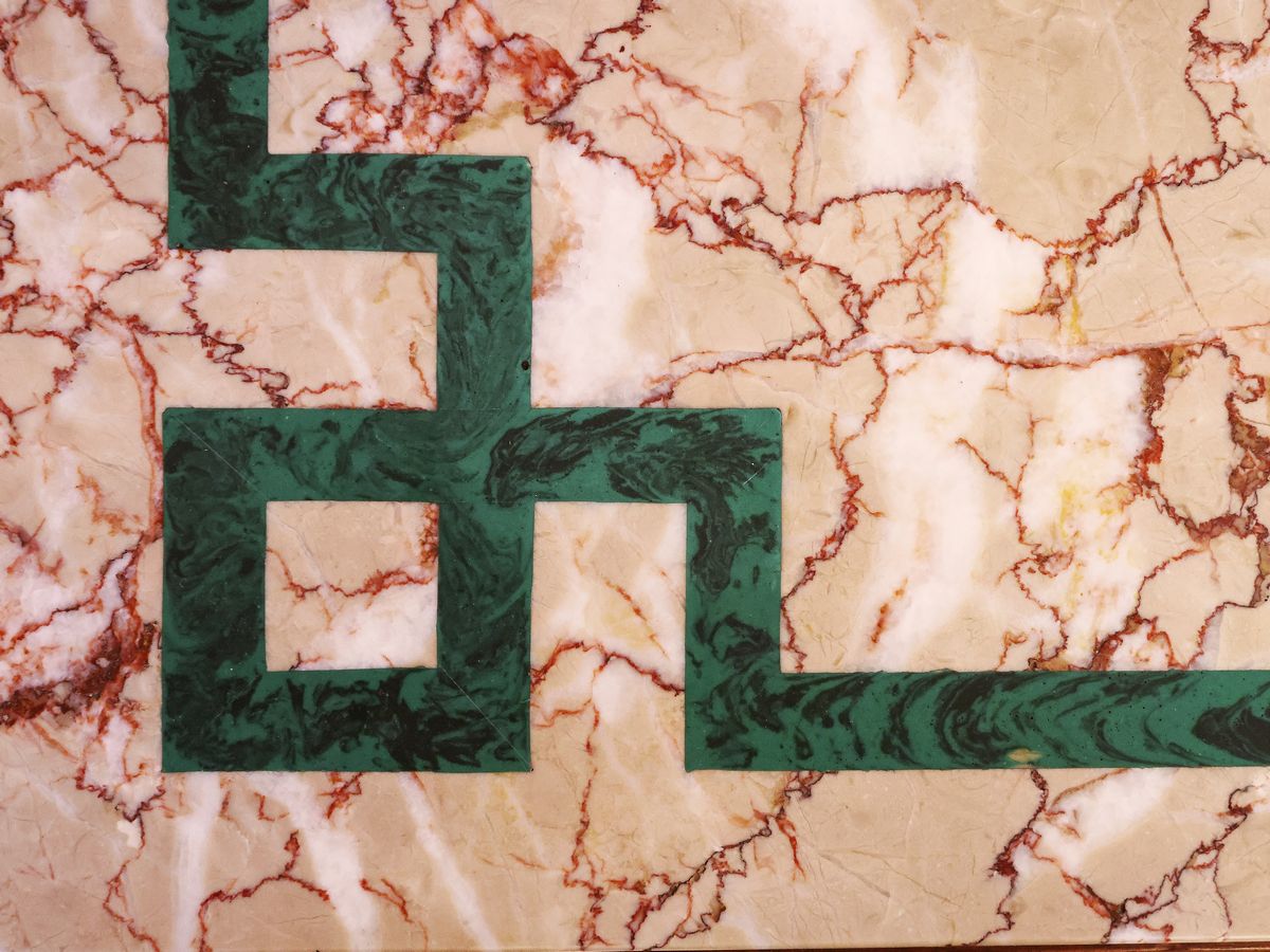 Tavolino da Caffé in Noce, Marmo e Micromosaico