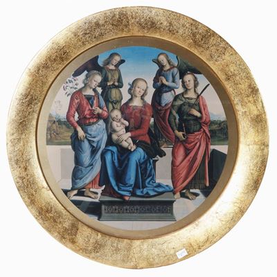 Madonna in Trono con Bambino, Due Sante e Du Angeli, dal Perugino