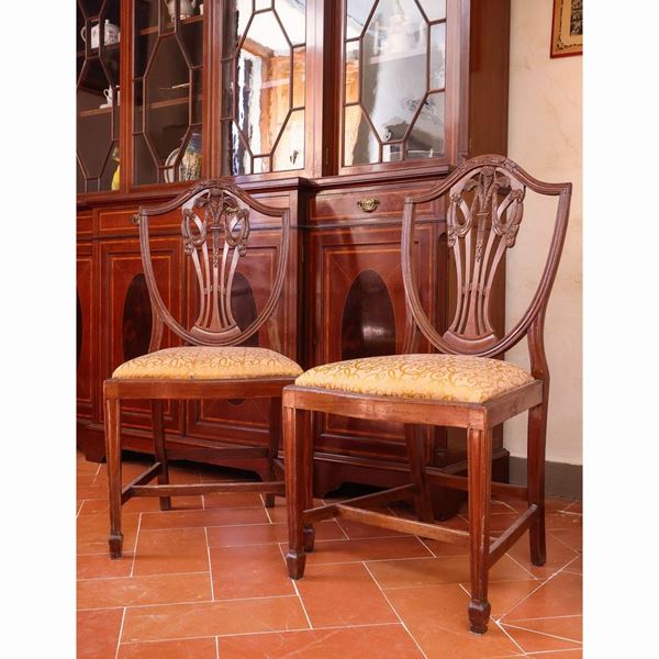 Set of four walnut chairs