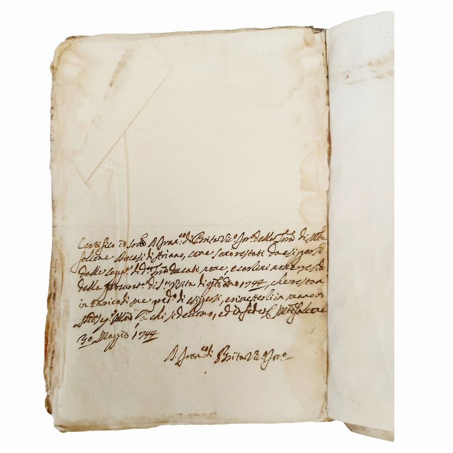 Antico Manoscritto Visite Episcopali 1742/1747
