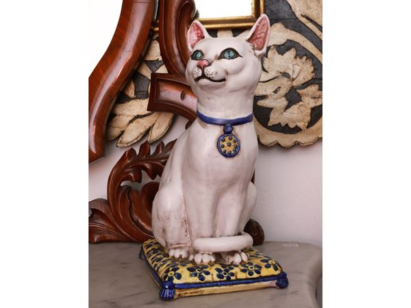 Glazed terracotta cat, Meiselman