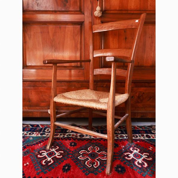 Rustic armchair in oak and other essences