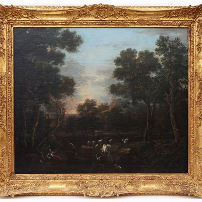 Paesaggio Boschivo con Armenti