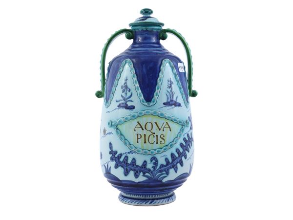 Glazed terracotta apothecary jar, Cantagalli
