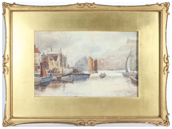 Edwin Riby : Glimpse of port  (19th/20th century)  - Auction The classic house. Timeless style - Maison Bibelot - Casa d'Aste Firenze - Milano