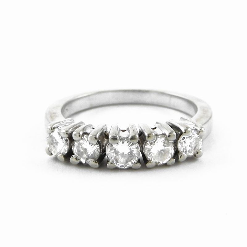 Anello Riviera in Oro Bianco con Diamanti