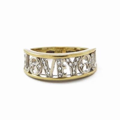 Anello a Fascia in Oro Bianco e Giallo con Diamanti