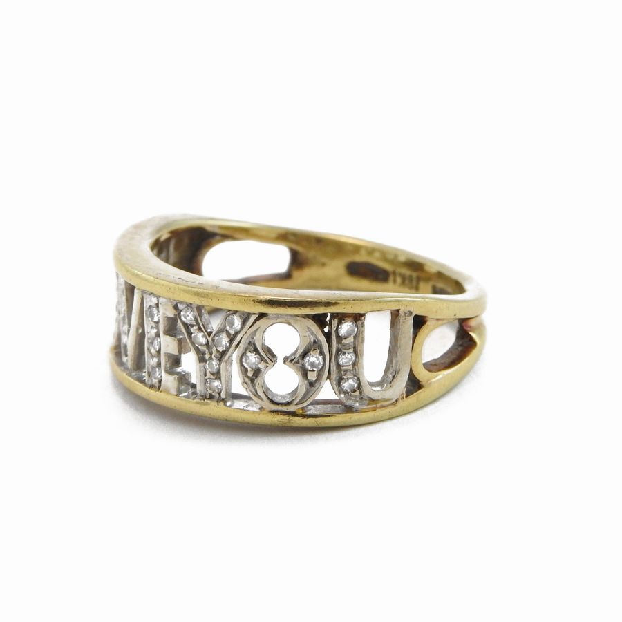 Anello a Fascia in Oro Bianco e Giallo con Diamanti