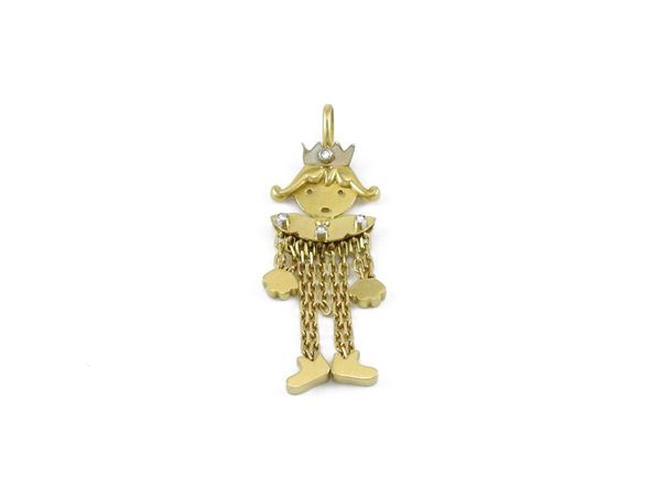 White and yellow gold pendant with diamonds