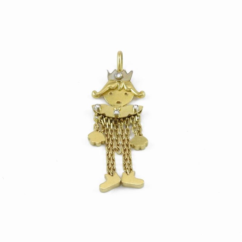 Pendente in Oro Bianco e Oro Giallo con Diamanti