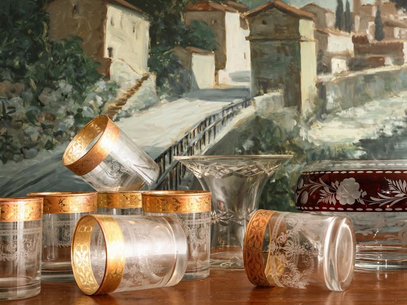 Lotto di Accessori per la Tavola in Cristallo di Boemia