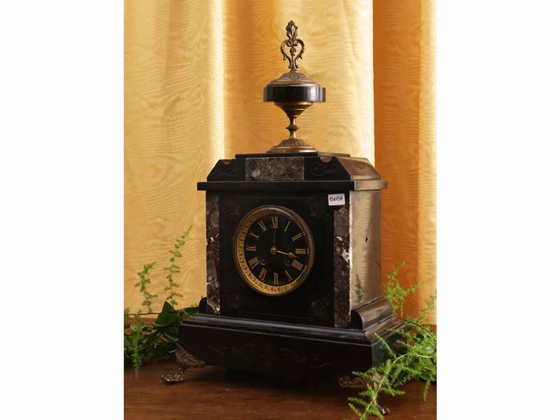 Orologio da Camino in Marmo Nero del Belgio